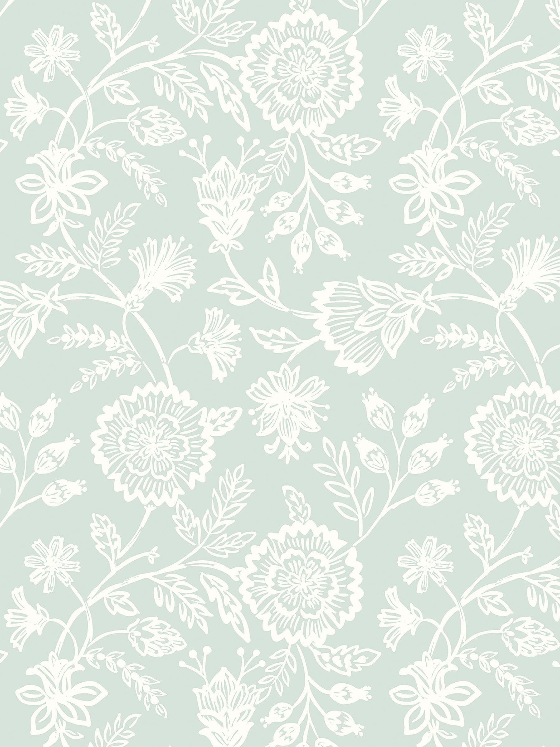 Hoopla Walls Soft Petrol Evelyn Trail Bone 10M Wallpaper