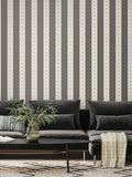Hoopla Walls Charcoal Stone Decorative Stripe Linen 10M Wallpaper