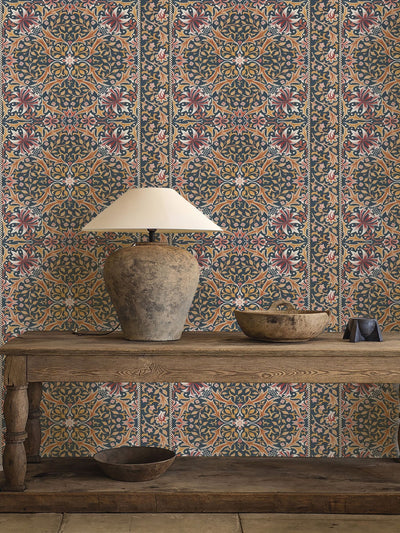 Next Morris & Co IndigoGold Walthamstow Unfinished Works 10M Wallpaper- Buy online at McGrocer
