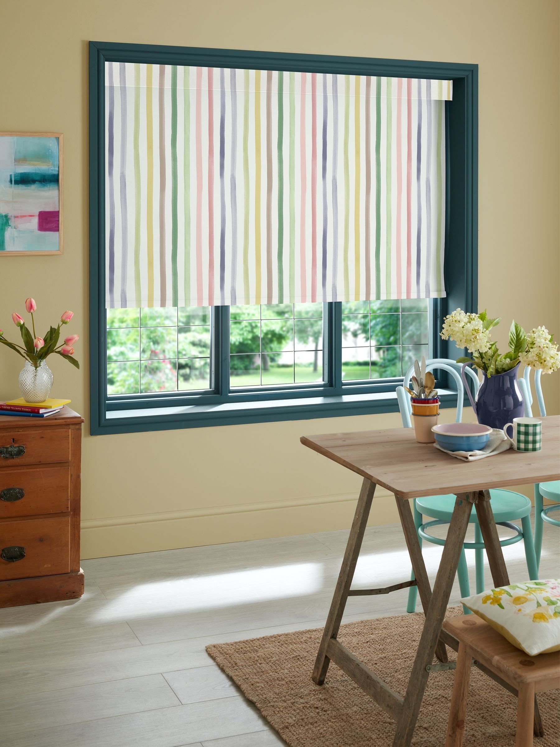 Bluebellgray Tetbury Watercolour Stripe roller blinds 510x480mm - British product