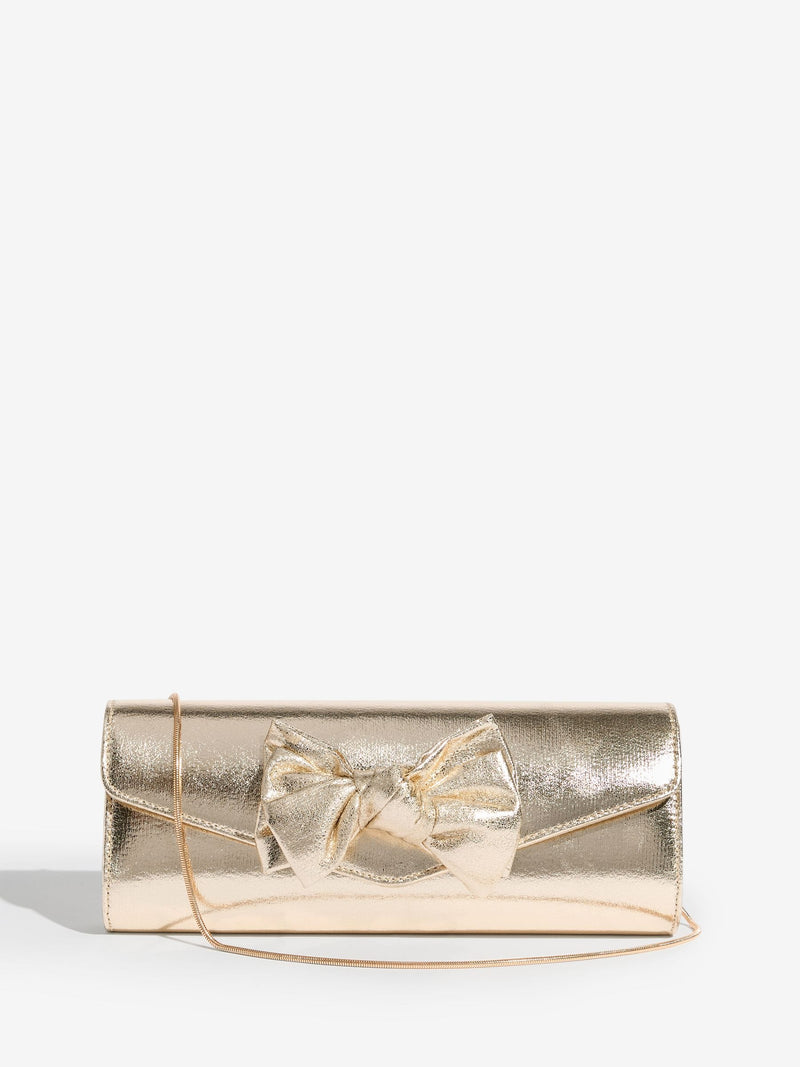 Lipsy gold bow clutch bag 26cm (British brand)