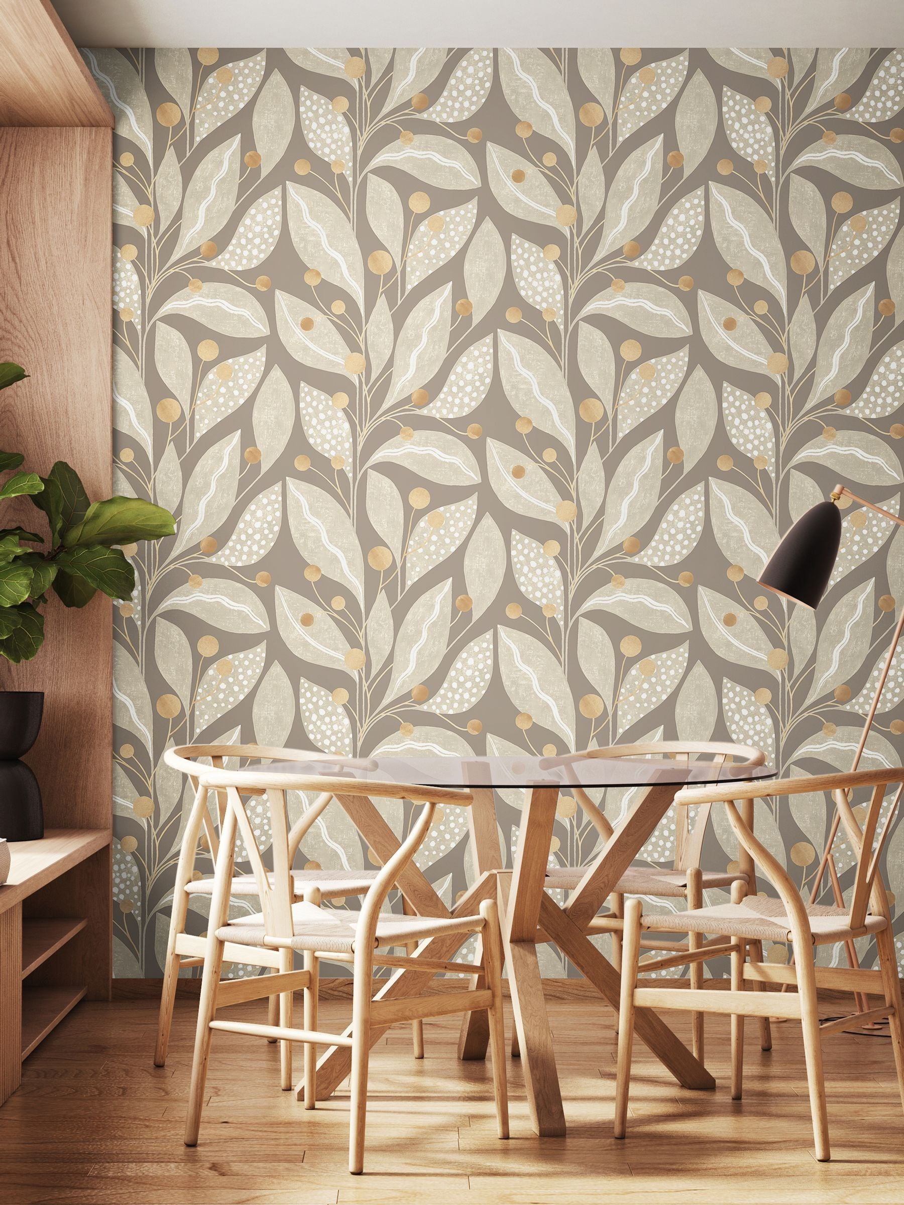 Ohpopsi Matchstick Berry Dot Dark Seafoam 10m Wallpaper