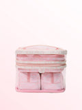 Victoria's Secret Pink and Black Stripe 4 Piece Makeup Bag Set
