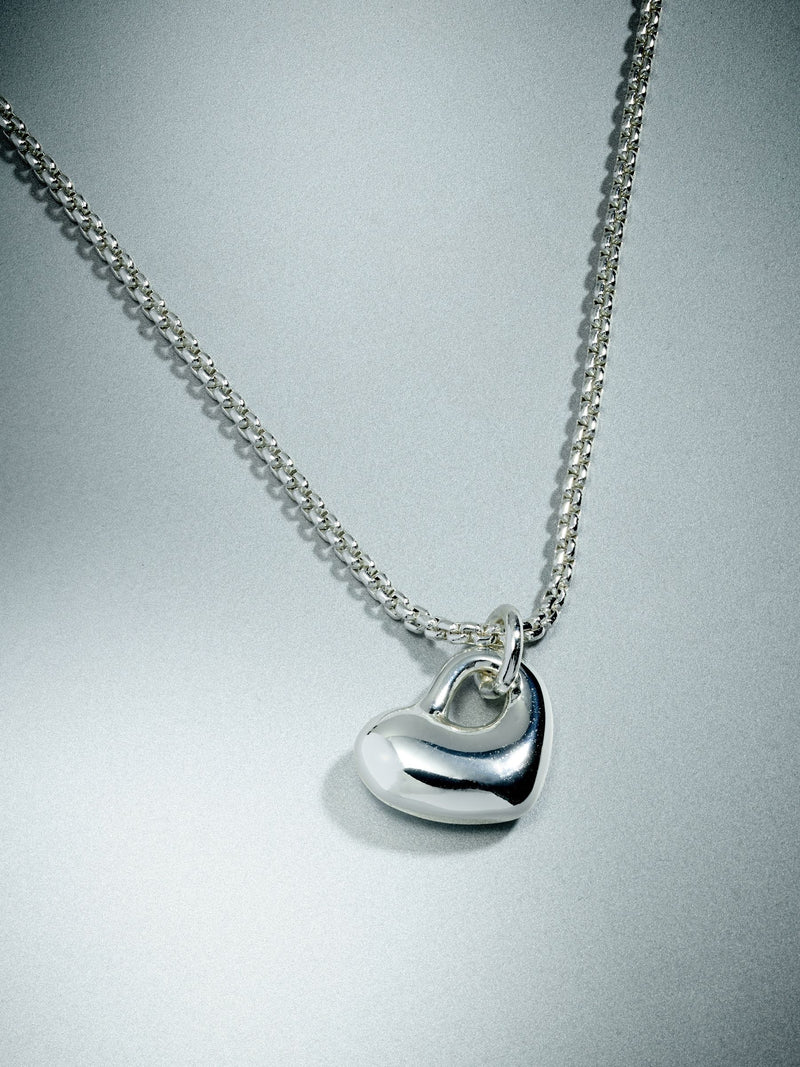 Silver plated heart charm necklace, imported from the UK