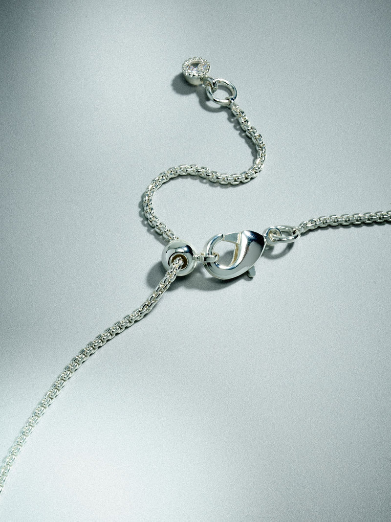 Silver plated pendant necklace with cubic zirconia, British product