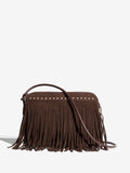 Friends Like These brown suedette cross-body bag with fringe and studs (British brand)