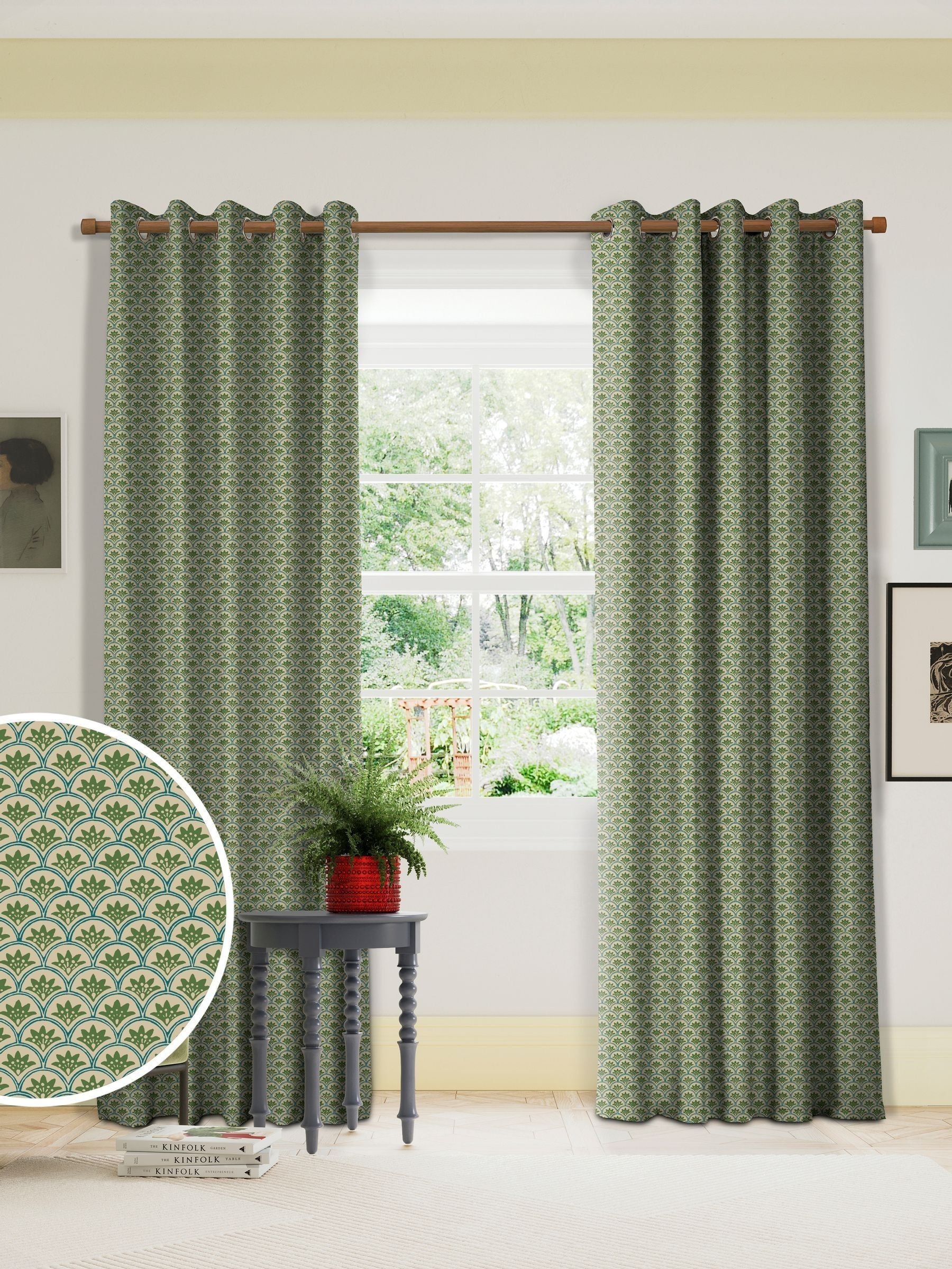 Land & Shore Green Dawn made to measure curtains (British brand)