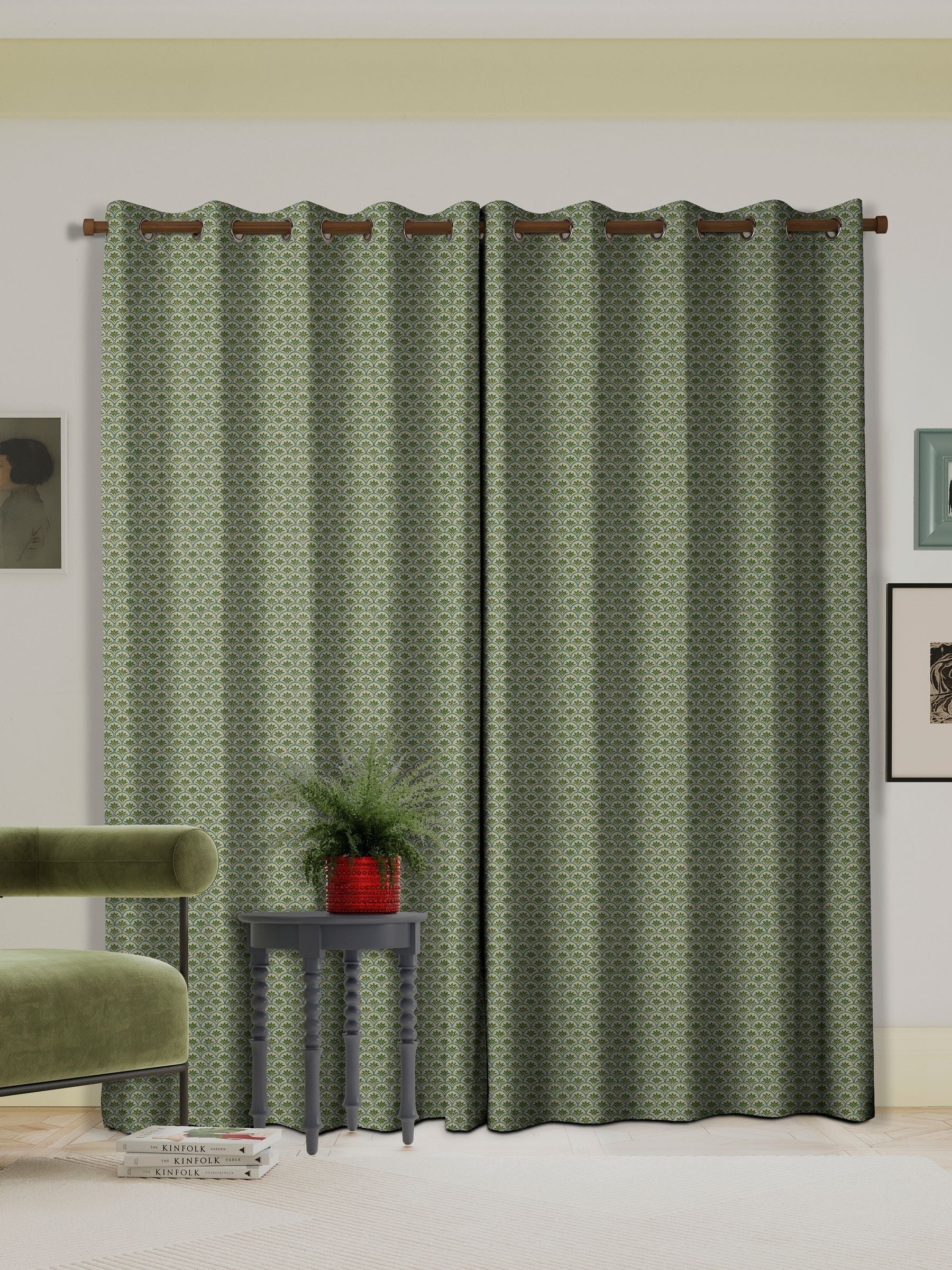 Land & Shore Green Dawn made to measure curtains (British brand)
