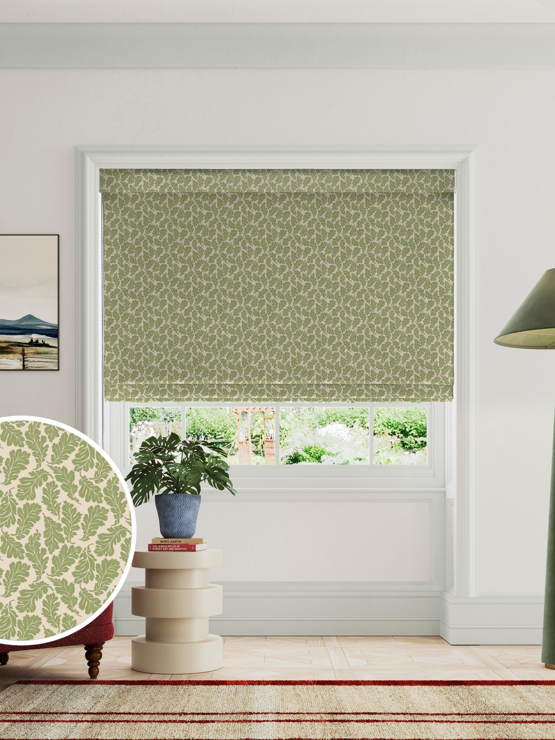 Land & Shore green oak leaf roman blind, UK version