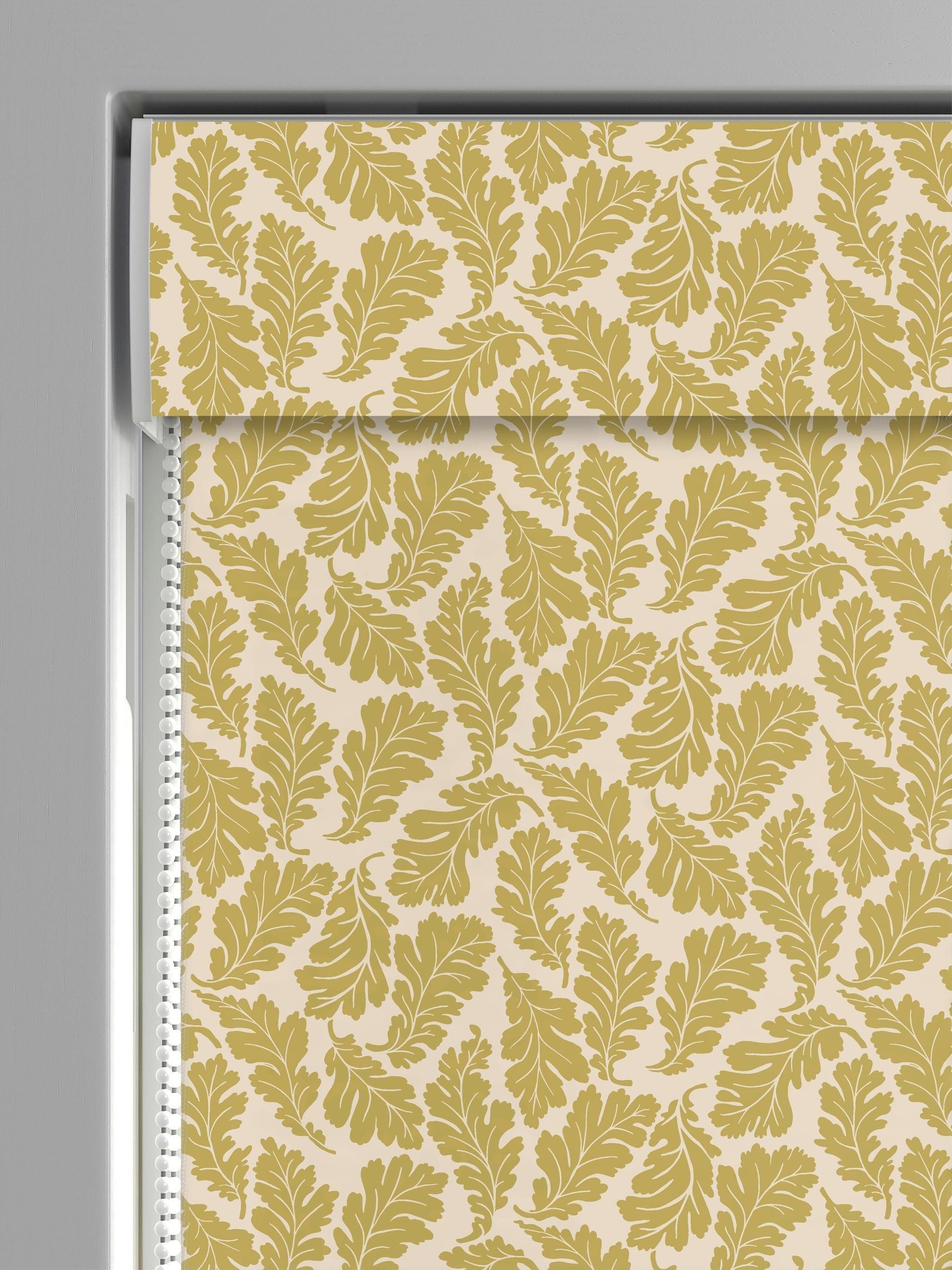 Land & Shore oak leaf roman blind yellow, imported from the UK