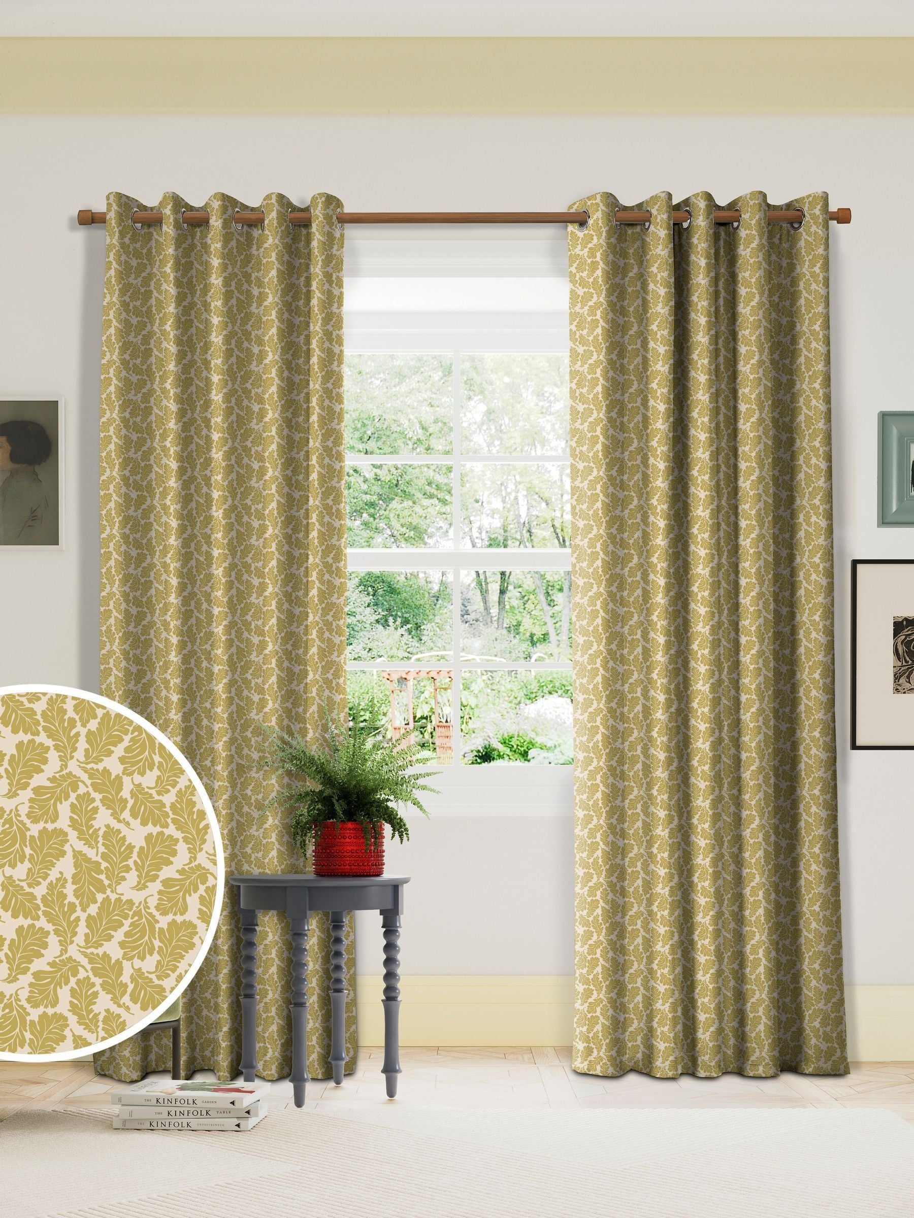 Land & Shore oak leaf made to measure curtain yellow (British brand)