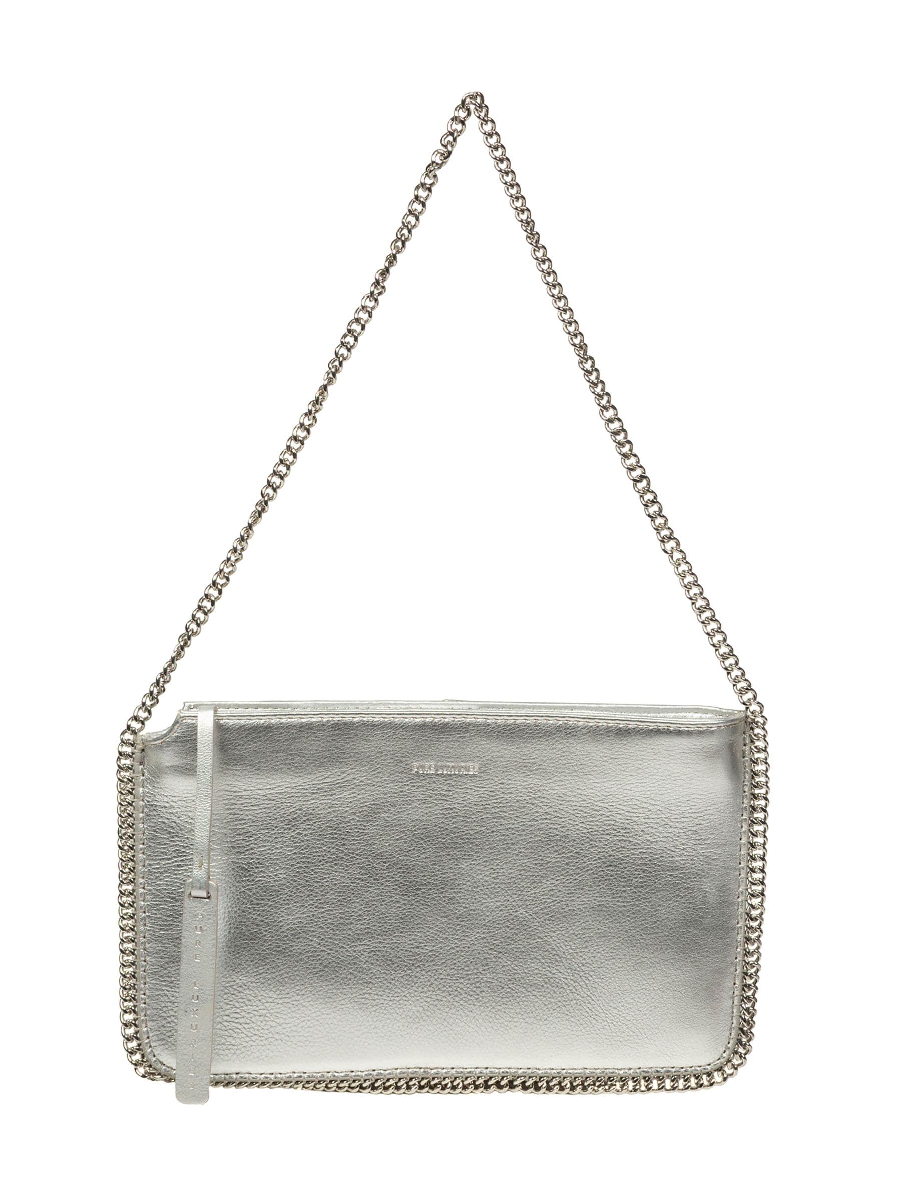 Pure Luxuries silver leather evening bag with chain strap - British product