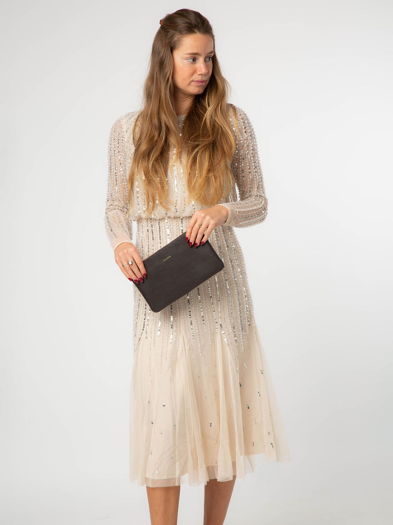 Pure Luxuries London brown Emalia leather clutch bag - British product