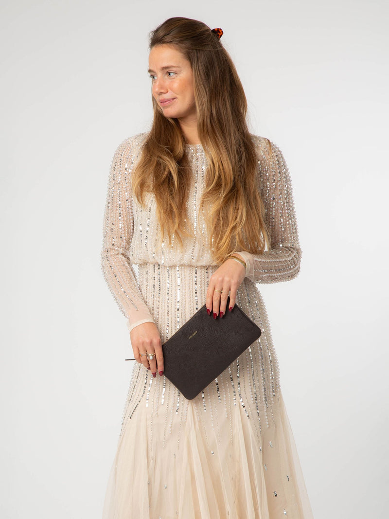 Pure Luxuries London brown Emalia leather clutch bag - British product