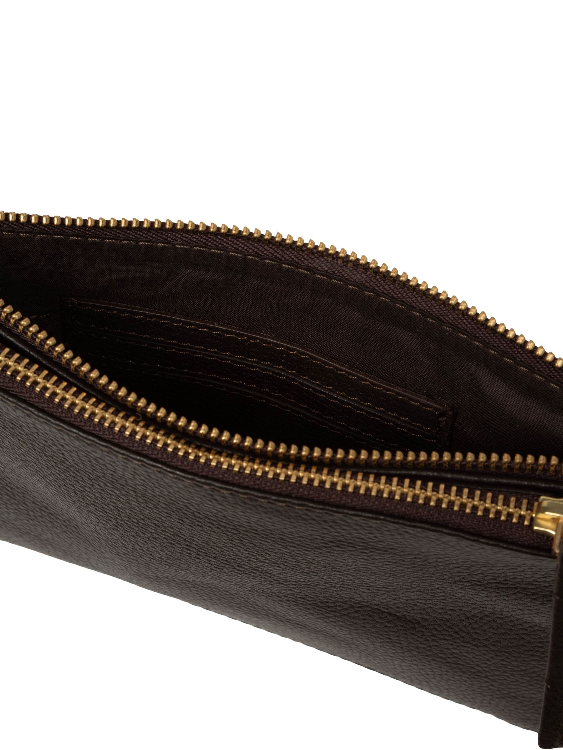 Pure Luxuries London brown Eleanor leather clutch bag, imported from the UK