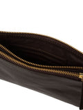 Pure Luxuries London brown Eleanor leather clutch bag, imported from the UK