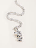 FatFace double flower silver tone necklace 23cm, imported from the UK