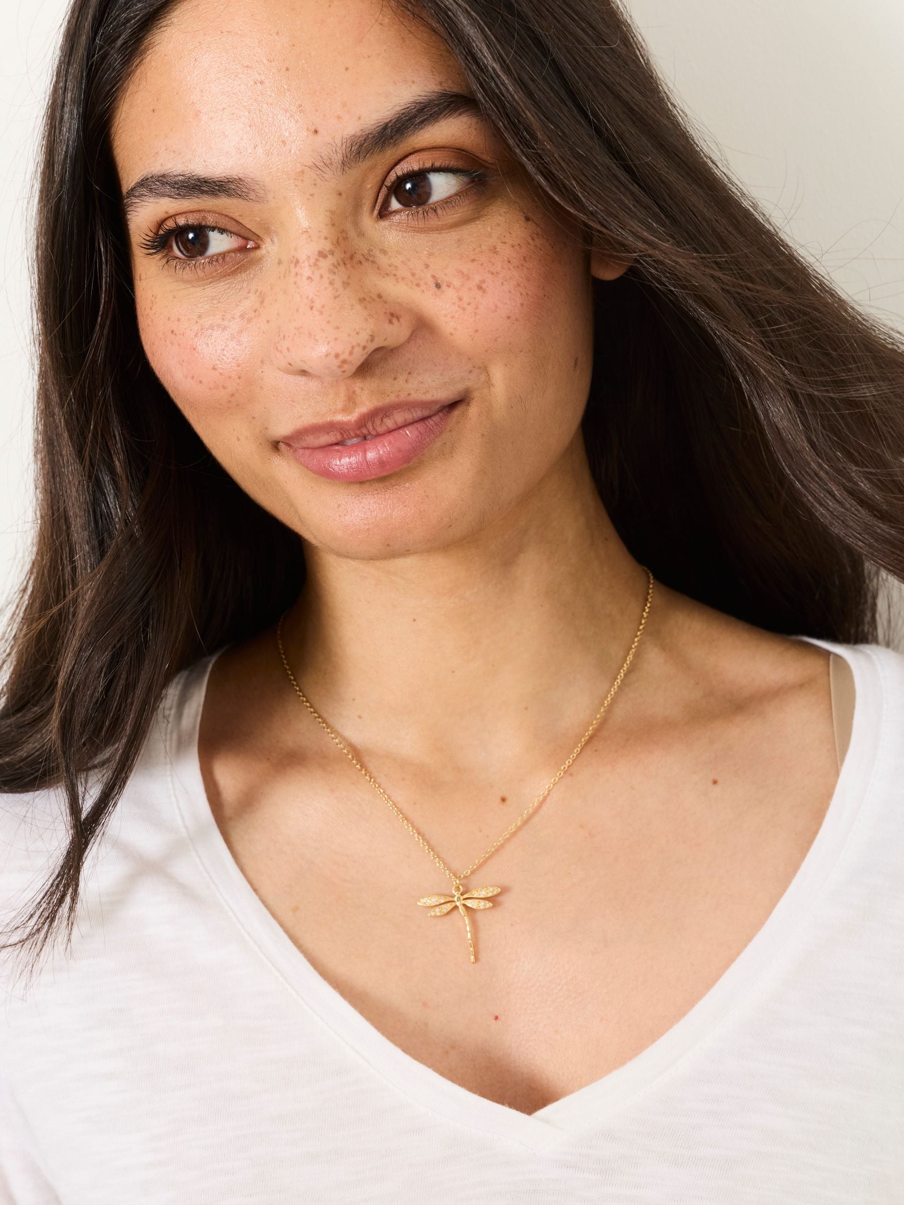 FatFace gold tone dragonfly necklace (British brand)