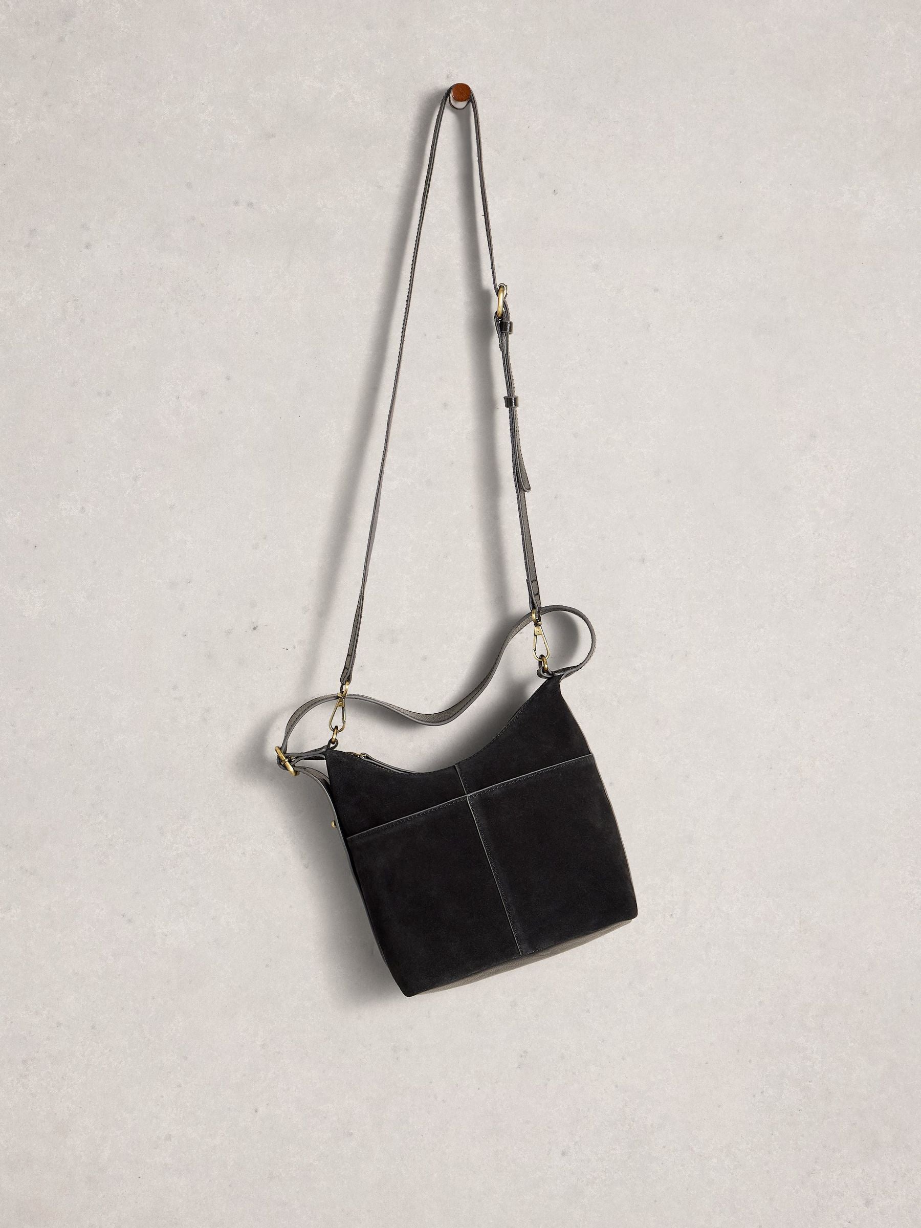 White Stuff black mini Sophia leather cross-body bag - British product