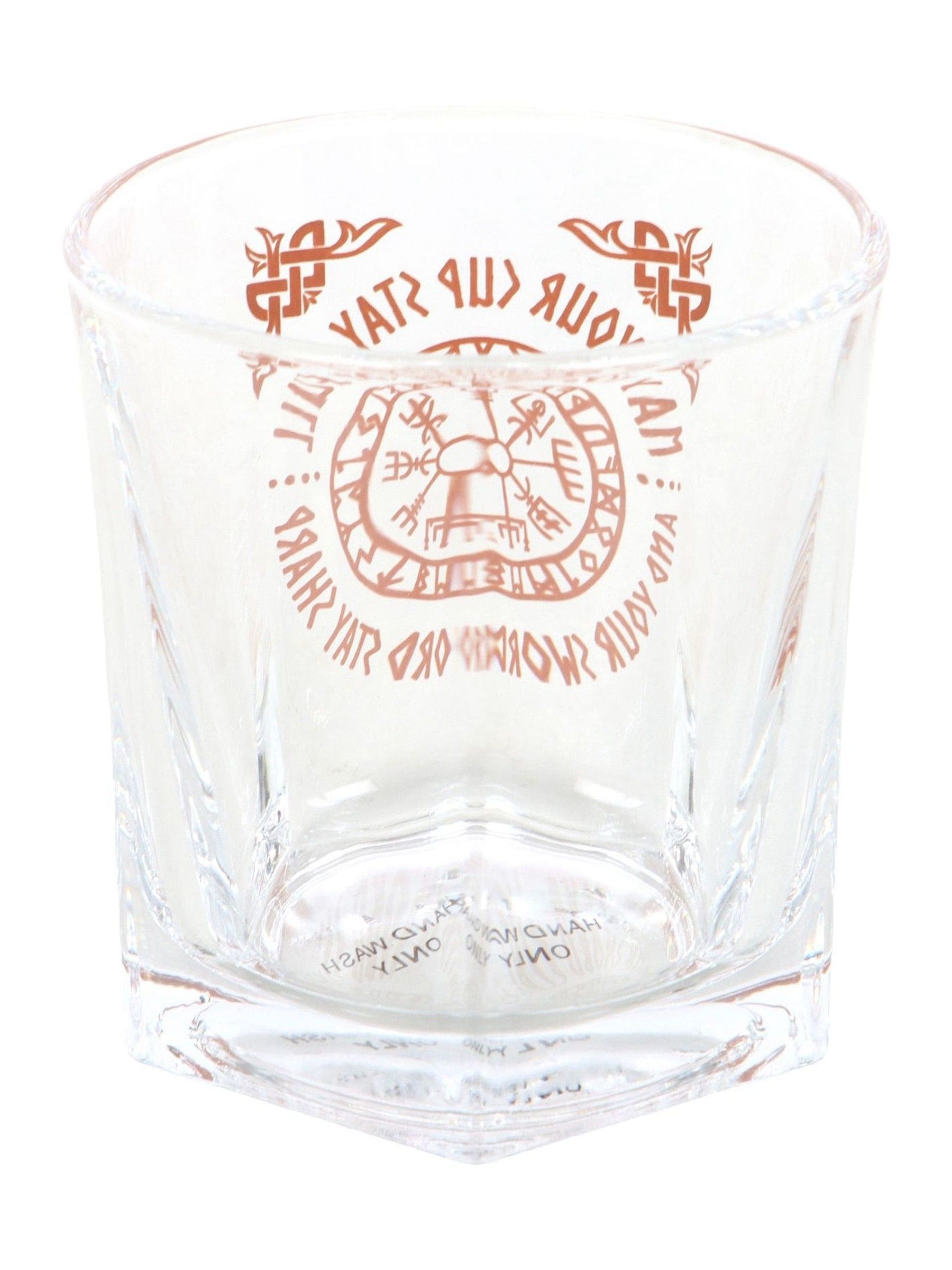 Something Different Viking compass lowball glass with coaster, UK version