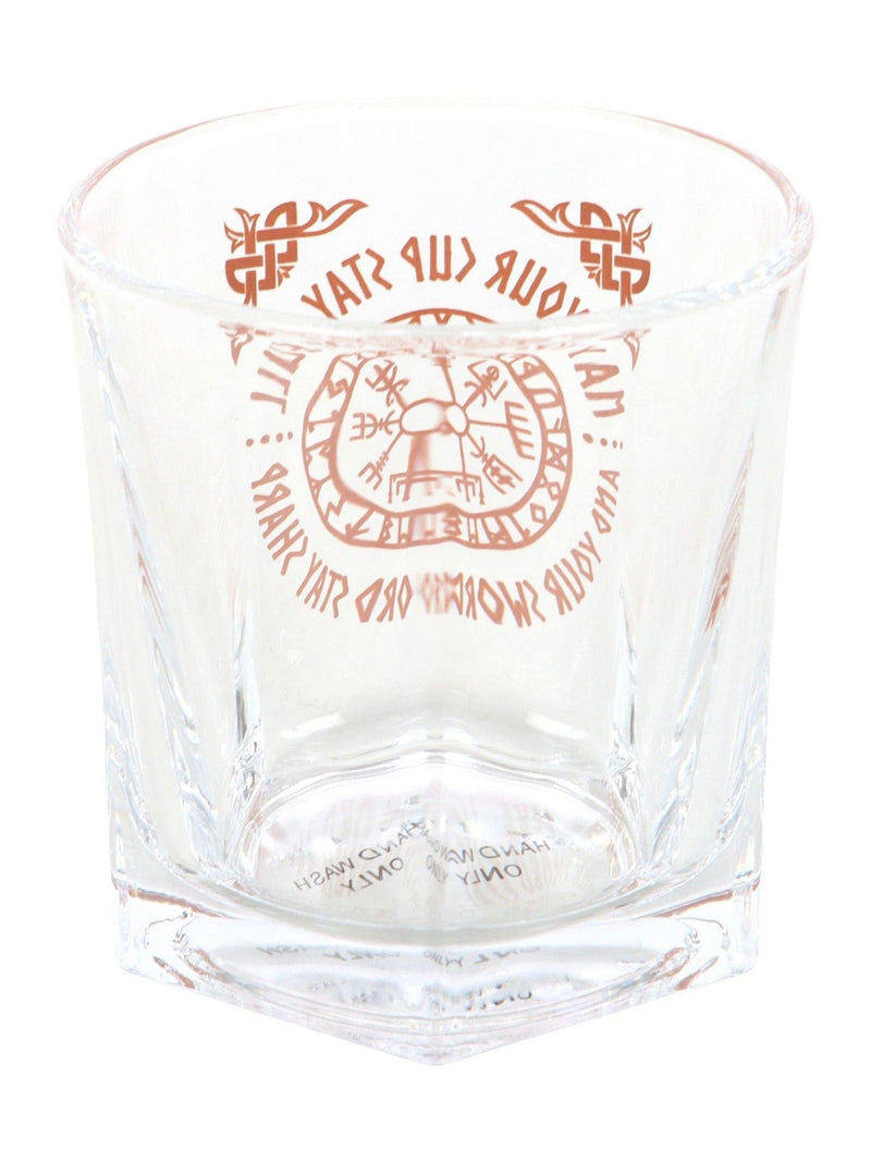 Something Different Viking compass lowball glass with coaster, UK version