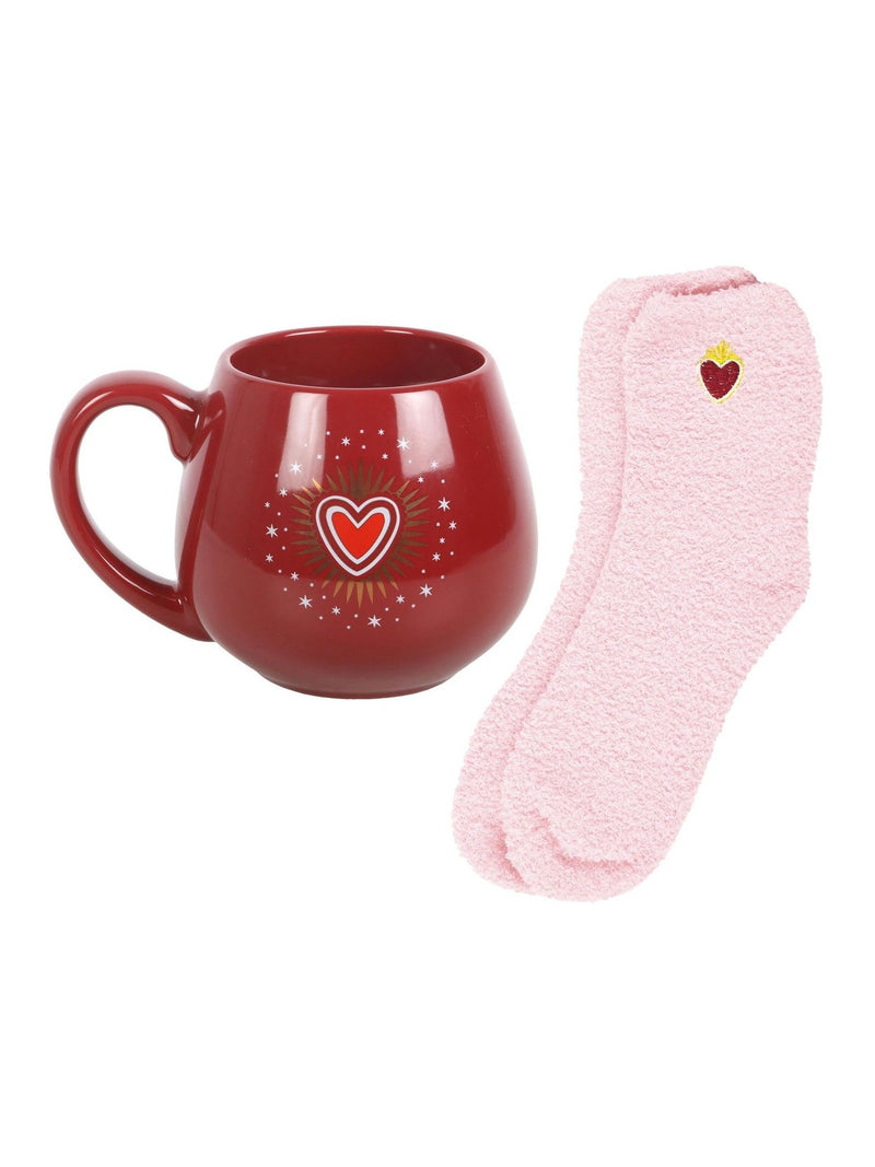 Something Different red sacred heart mug and socks set, UK version