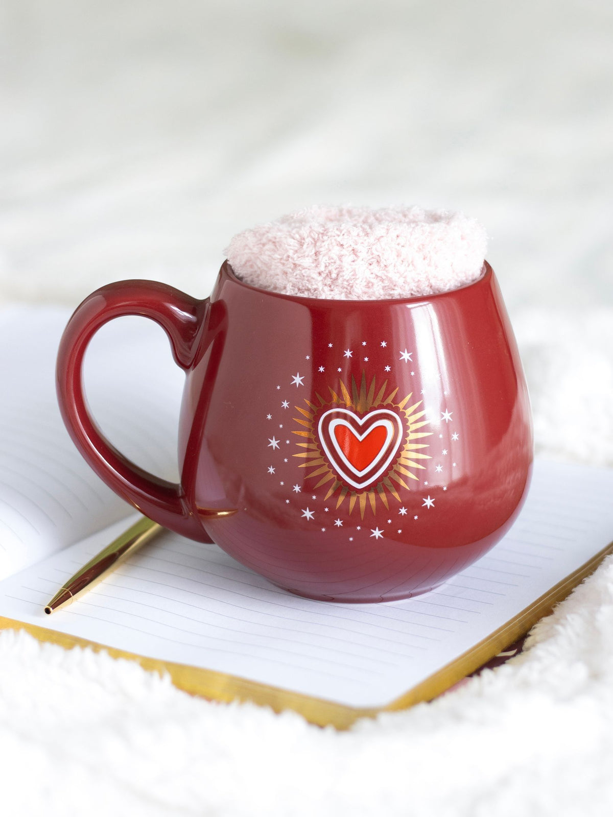 Something Different red sacred heart mug and socks set, UK version