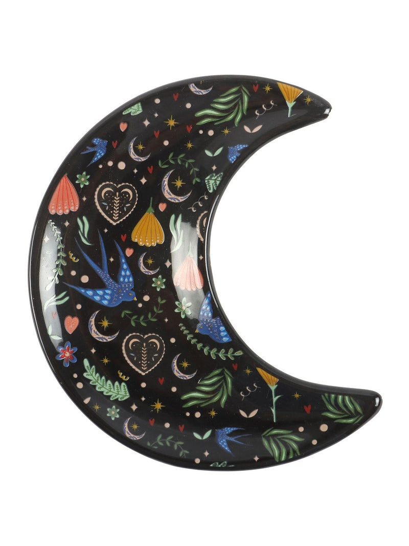 Something Different Midnight Bloom crescent moon trinket dish, imported from the UK