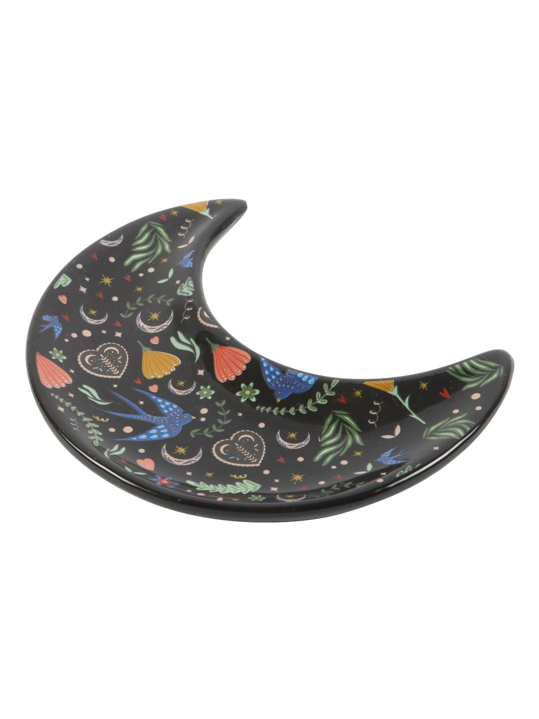 Something Different Midnight Bloom crescent moon trinket dish, imported from the UK