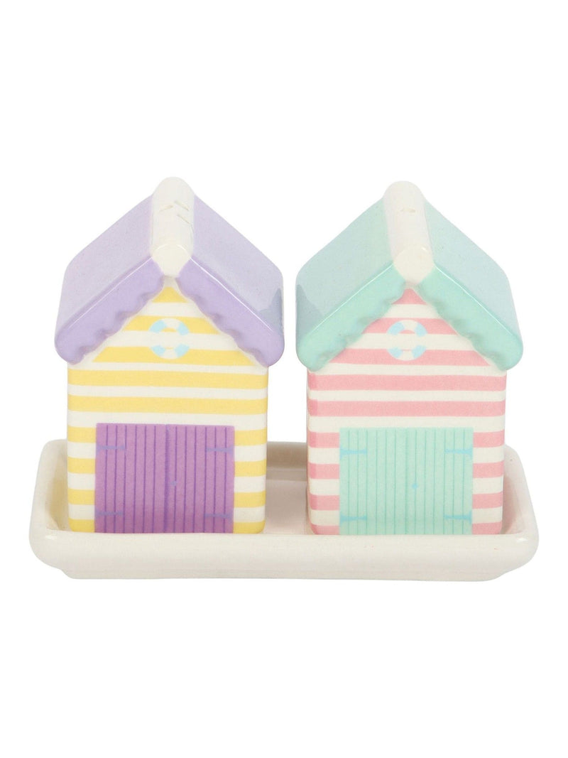 Something Different white pastel beach hut salt and pepper shakers set, imported from the UK