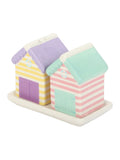 Something Different white pastel beach hut salt and pepper shakers set, imported from the UK