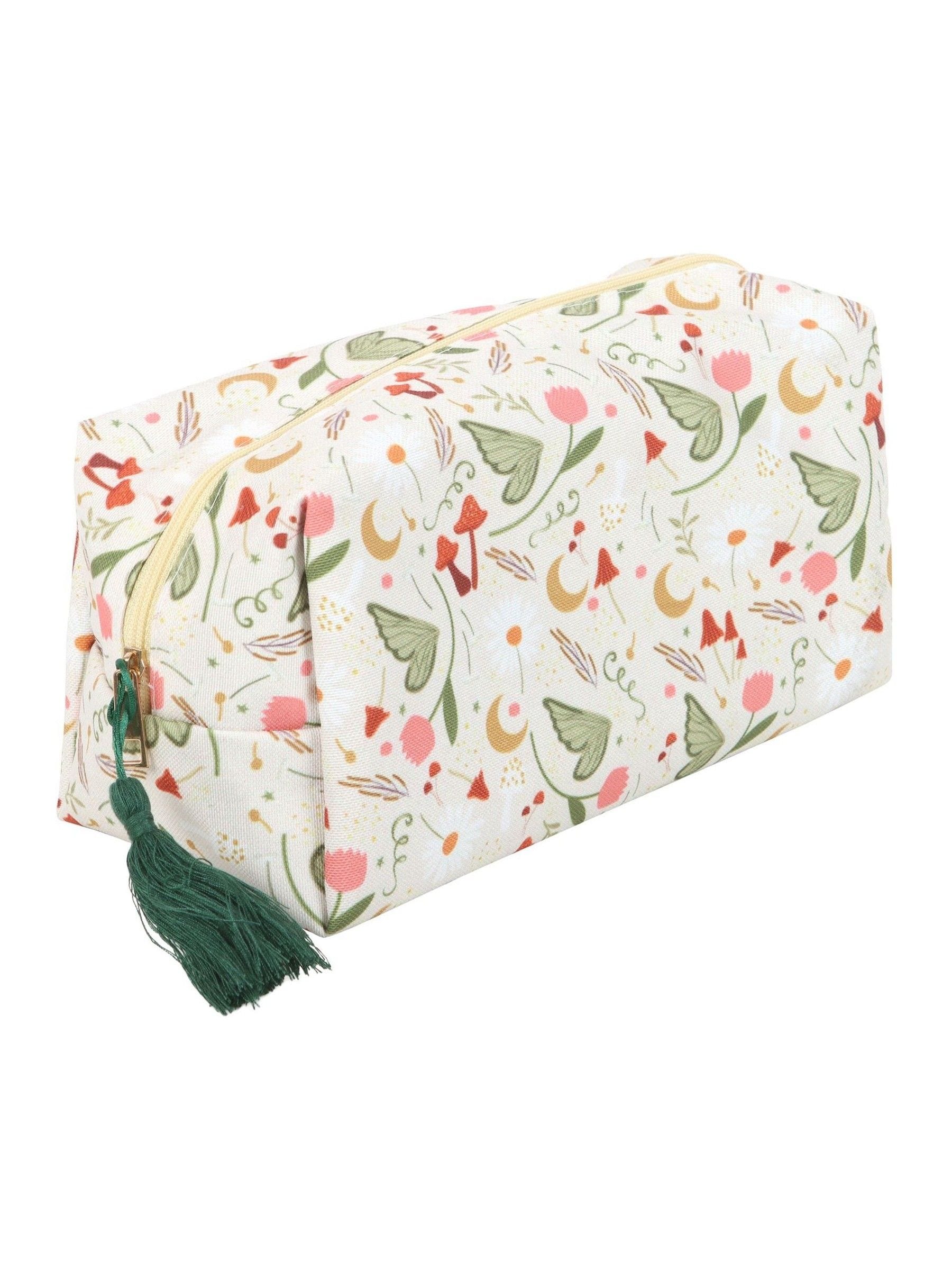 Something Different taupe fairy folklore print makeup bag (British brand)