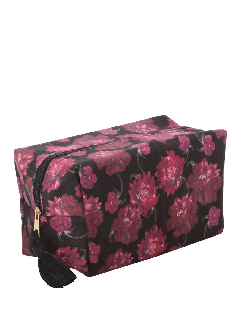 Something Different black dark romance floral print makeup bag, imported from the UK