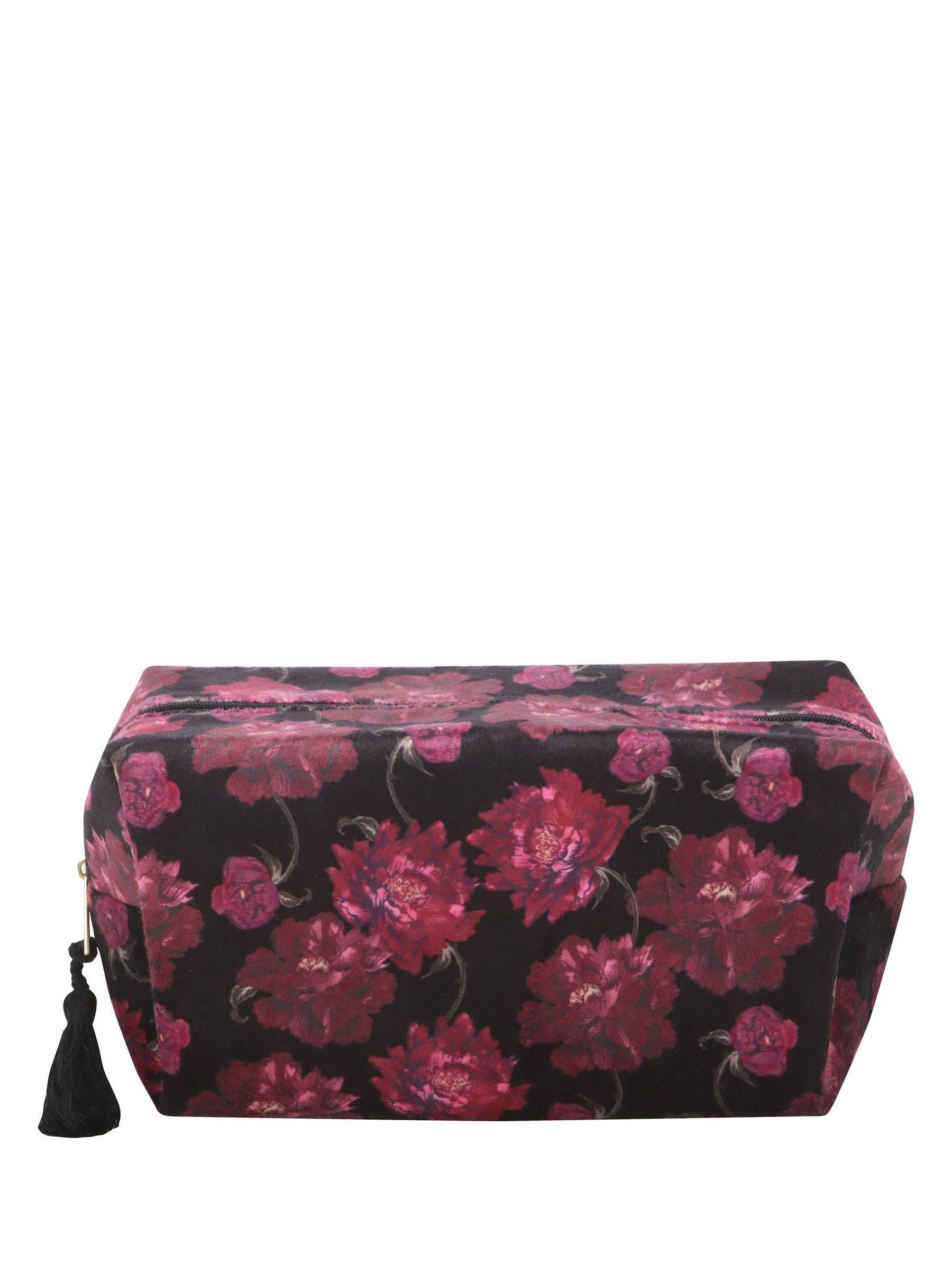 Something Different black dark romance floral print makeup bag, imported from the UK