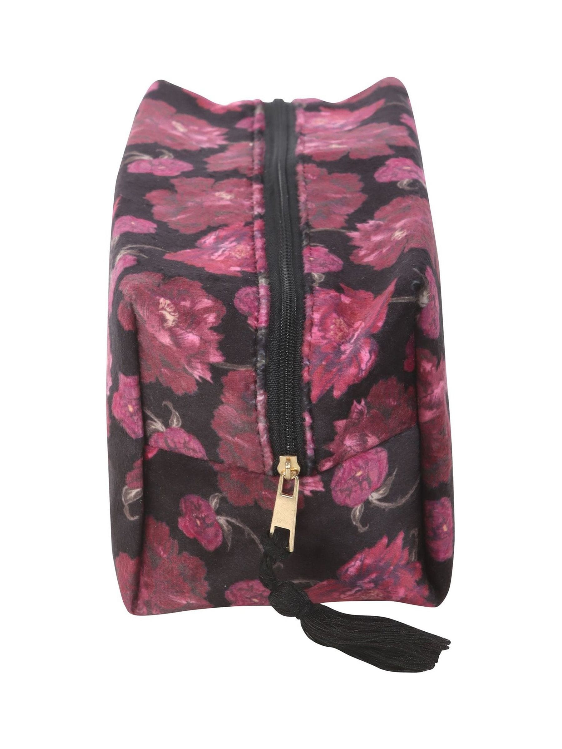 Something Different black dark romance floral print makeup bag, imported from the UK