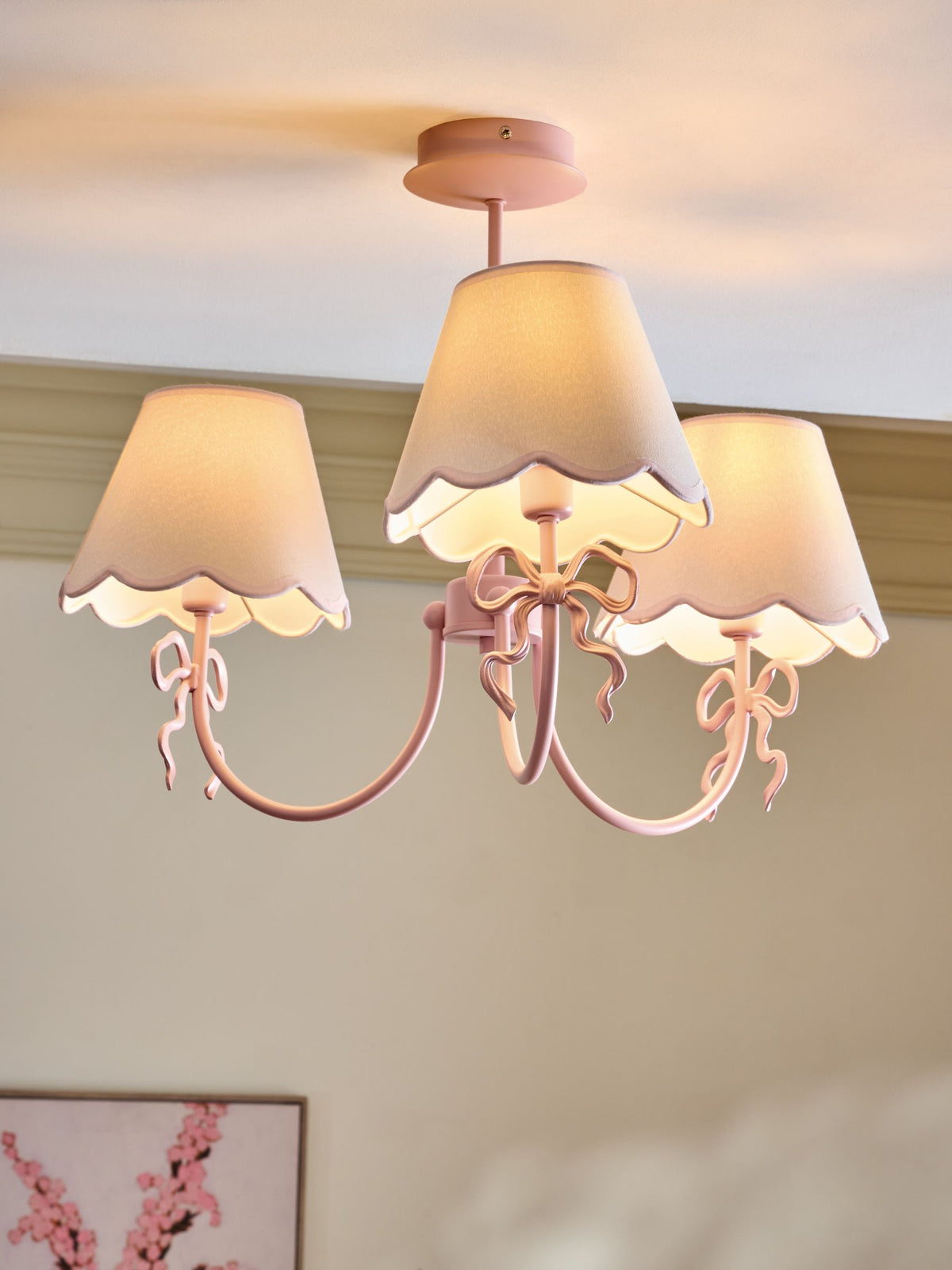 Brass Bow 3 Light Chandelier Ceiling Light