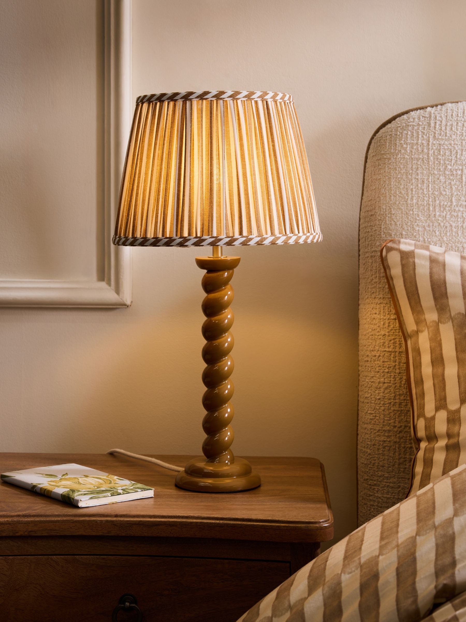 Light Grey Barley Twist Table Lamp