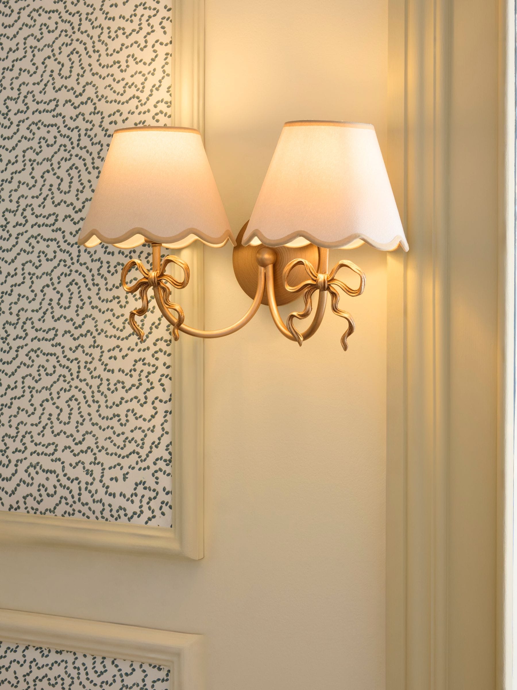 Brass Bow 2 Light Wall Light