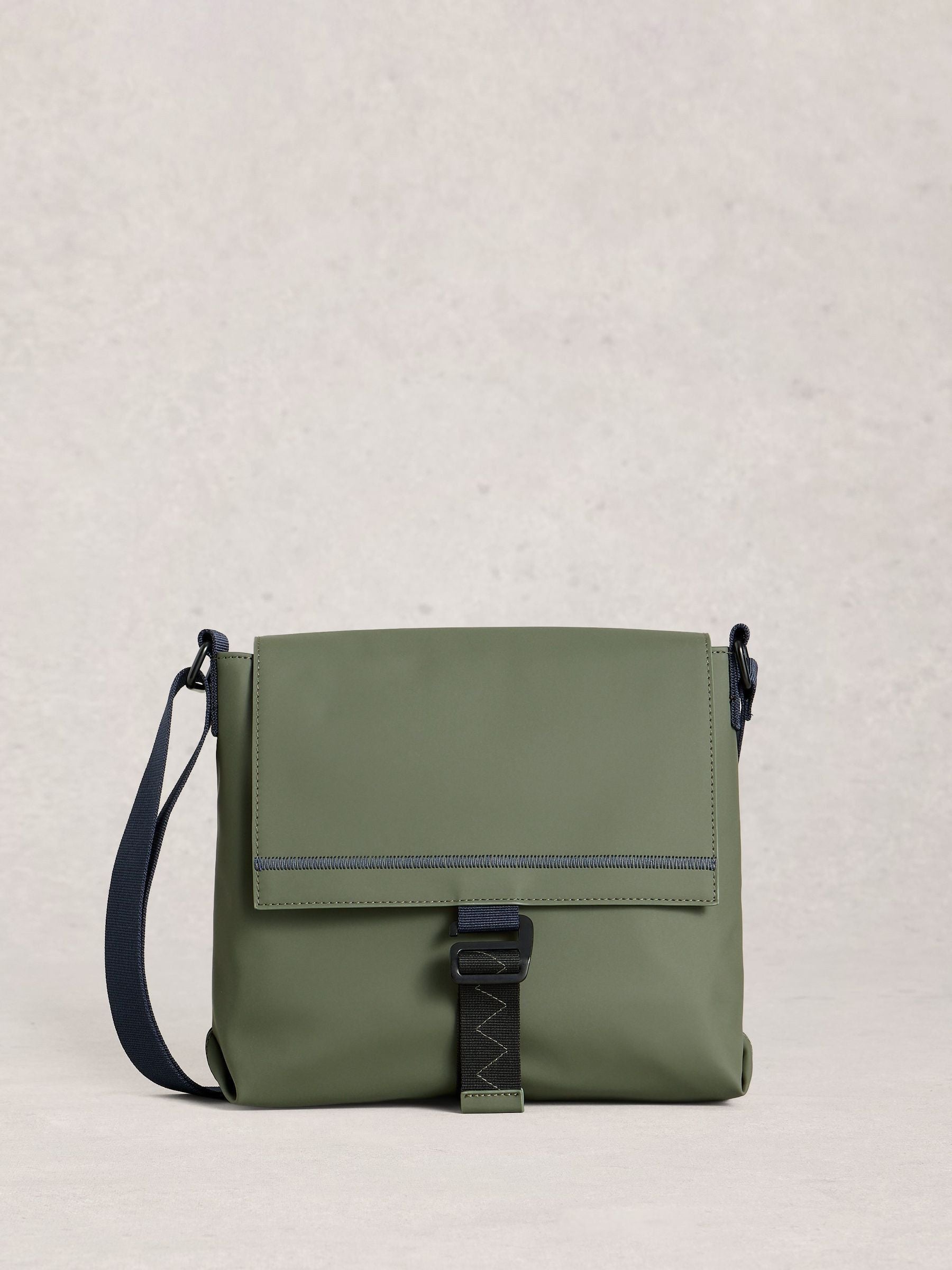 White Stuff Alec rubberised cross-body bag in green - British product