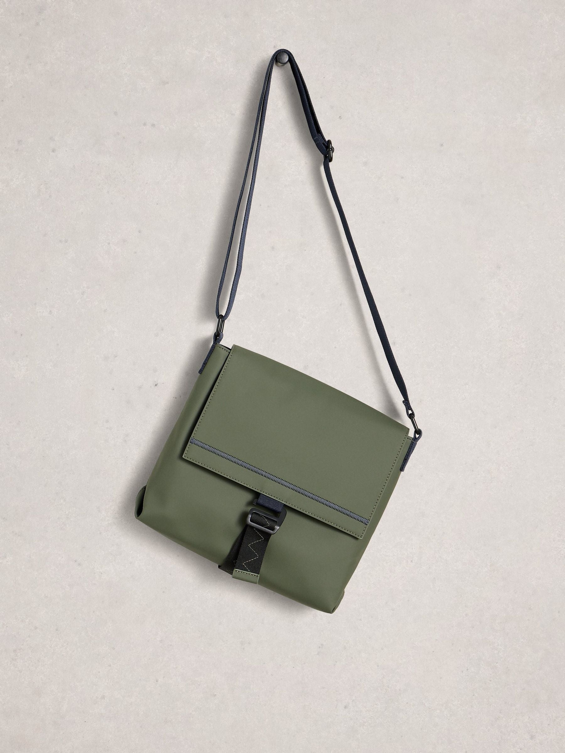 White Stuff Alec rubberised cross-body bag in green - British product