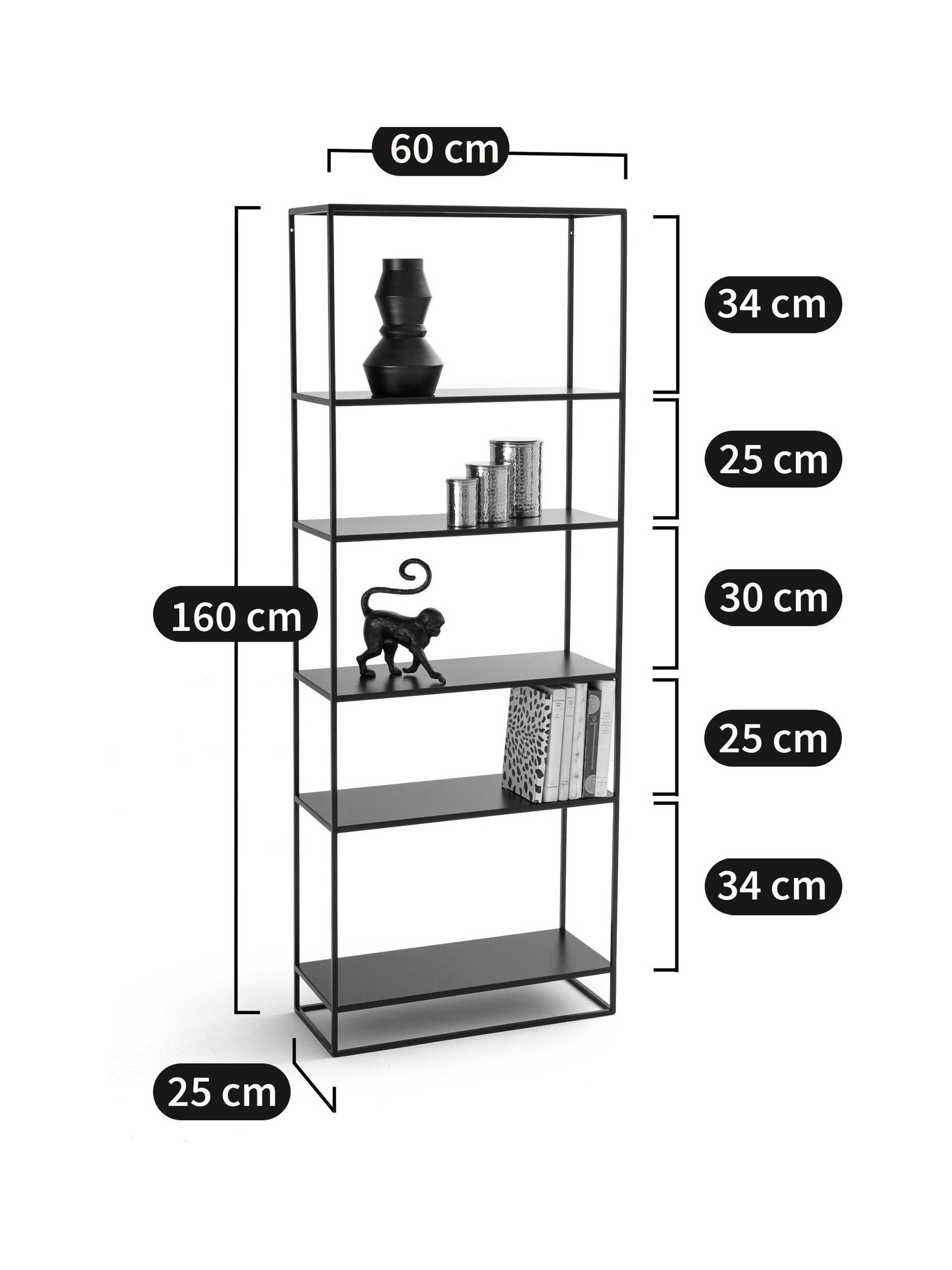 La Redoute Hiba black metal bookcase 160cm tall (British brand)