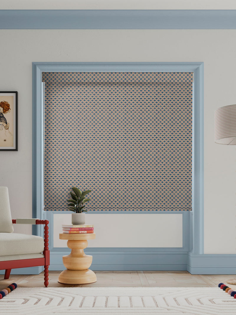Land & Shore Blue Red Dawn made-to-measure roller blind - British product