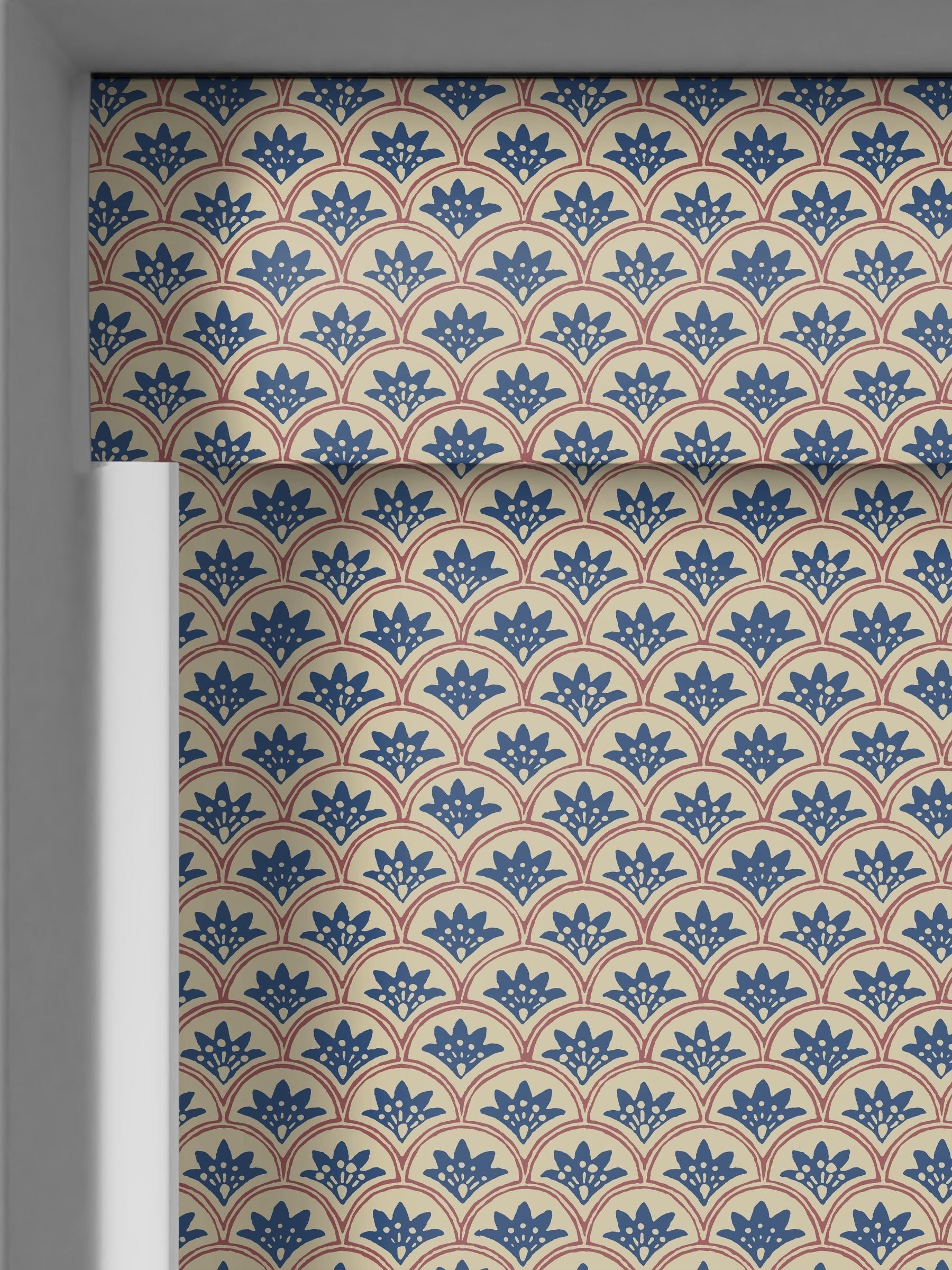 Land & Shore Blue Red Dawn made-to-measure roller blind - British product