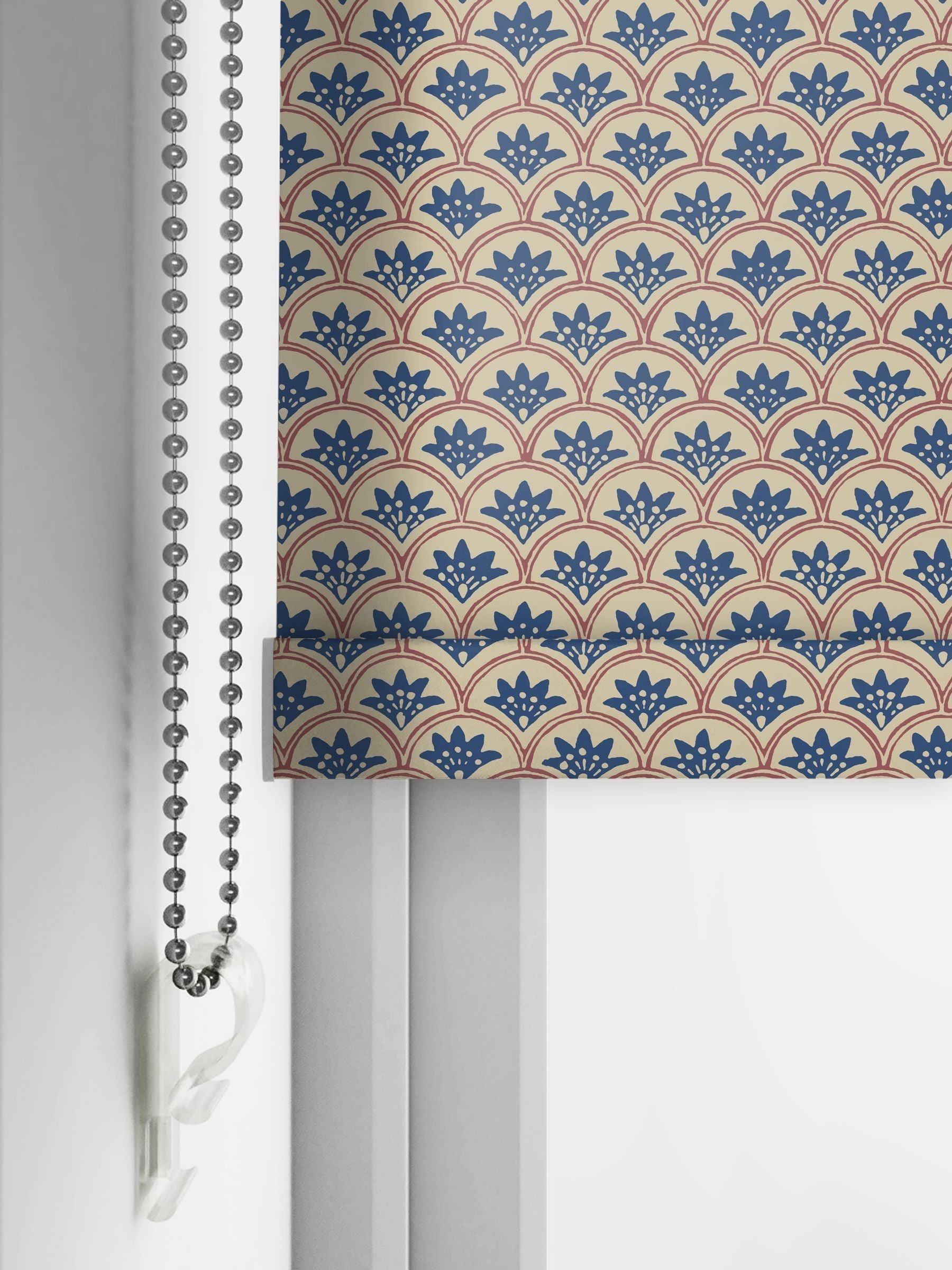 Land & Shore Blue Red Dawn made-to-measure roller blind - British product