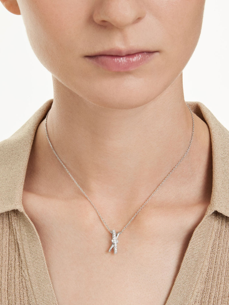 Swarovski Hyperbola pendant rhodium plated Zirconia necklace, UK version