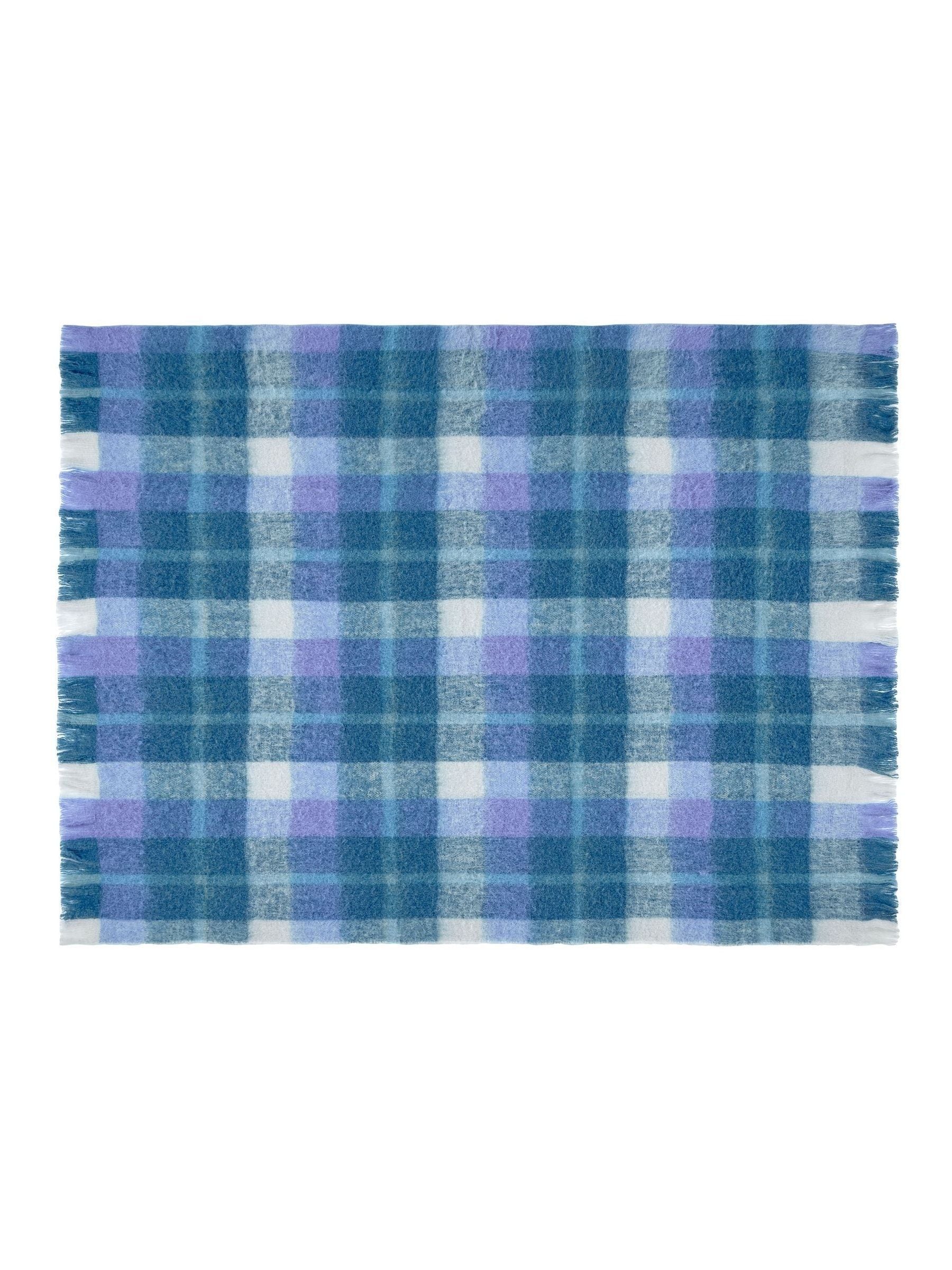 Bluebellgray Sea Blue Highland Check throw 130x170cm (British brand)