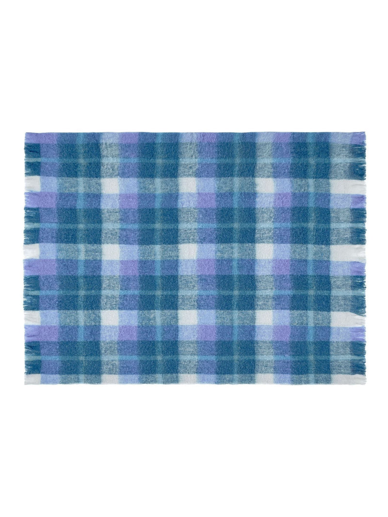 Bluebellgray Sea Blue Highland Check throw 130x170cm (British brand)