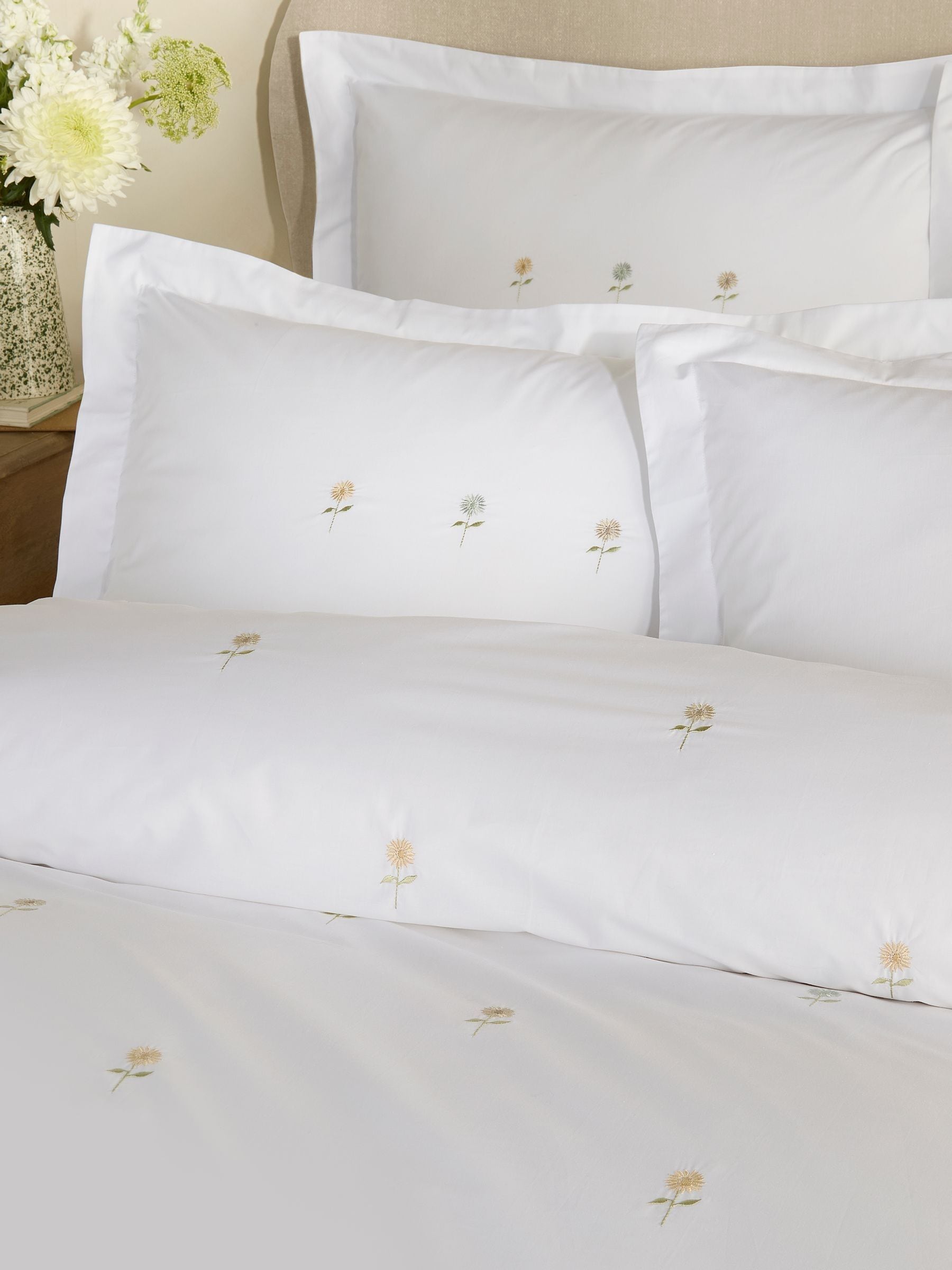 Sophie Allport embroidered sunflower pillowcases set of 2, imported from the UK