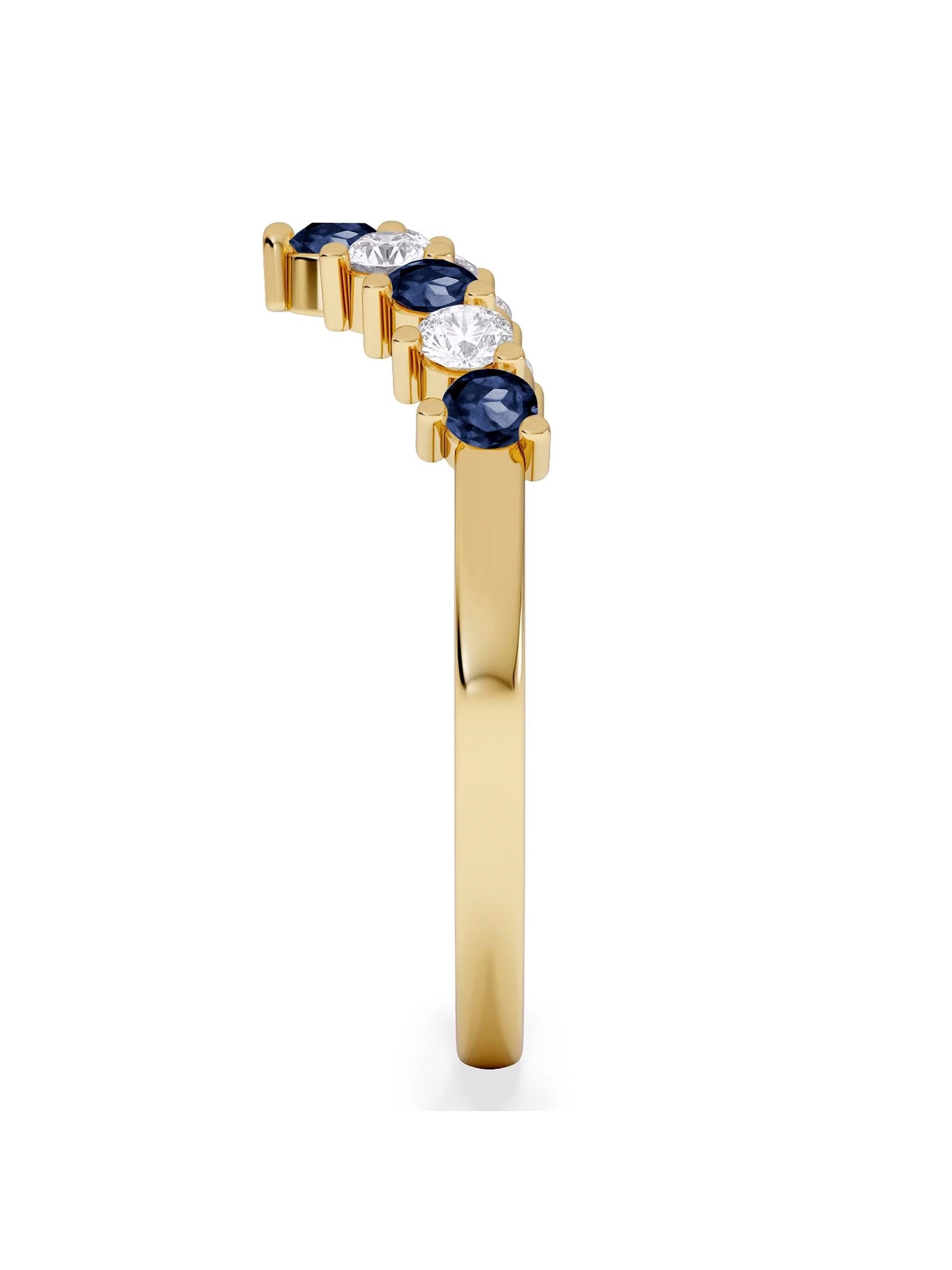 The Diamond Store wishbone ring with sapphire and lab diamond - British product