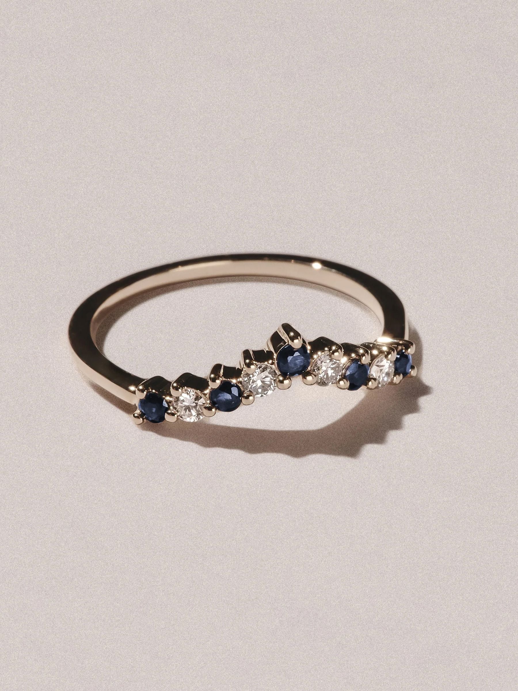 The Diamond Store wishbone ring with sapphire and lab diamond - British product